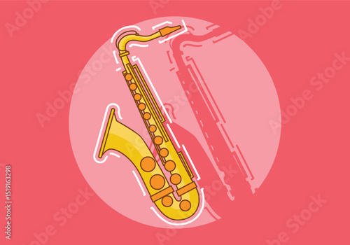 Detailed saxophone musical instrument vector illustration for design projects