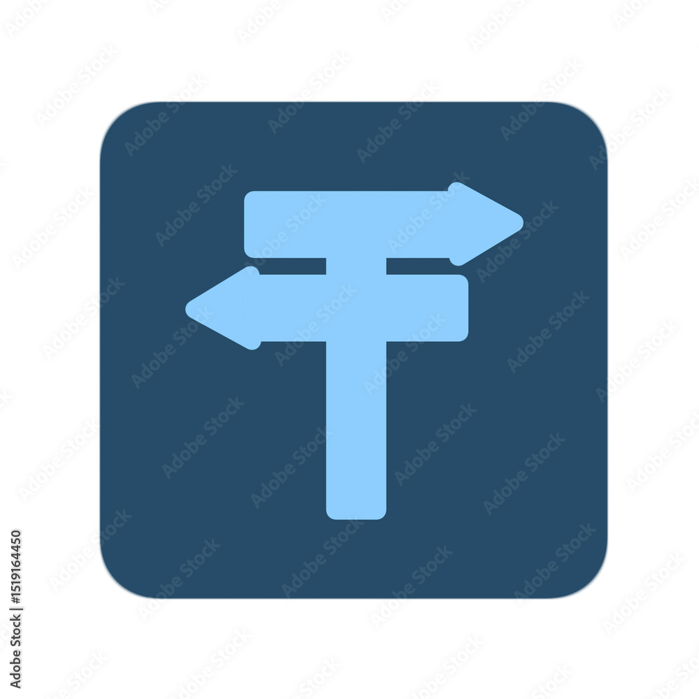 Fototapeta premium blue cross icon, The right and left direction icons are light blue and the background is dark blue