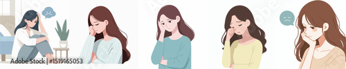 vector of a woman who is sad