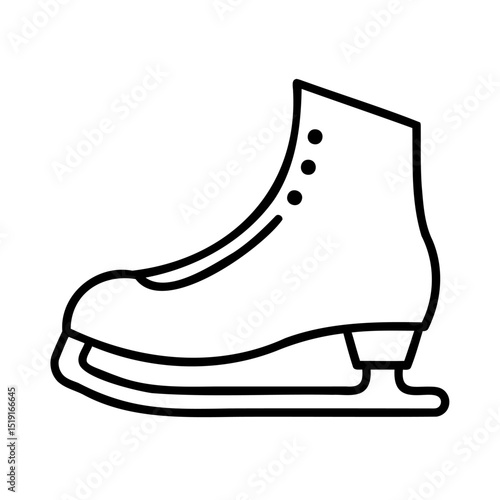 Simple outline illustration of a classic ice skate ready for winter sports or activities