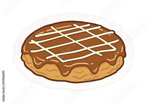 Okonomiyaki Illustration: Savory Japanese Pancake Art for Design