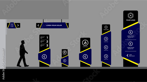 Exterior and interior signage template set corporate identity