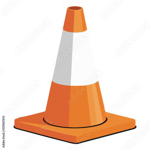 An orange and white traffic cone with a square base