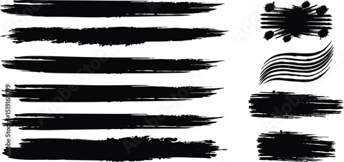 Adobe Illustrator Artwork, Paint brush strokes, Vector artistic paint ink broush stoake,line,texture,background for text.

