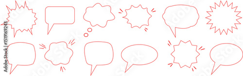 Set of comment speech bubble on orange background. Chat message speech bubble