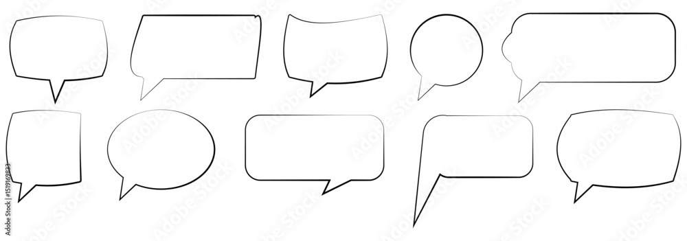 Fototapeta premium Set of comment speech bubble on orange background. Chat message speech bubble