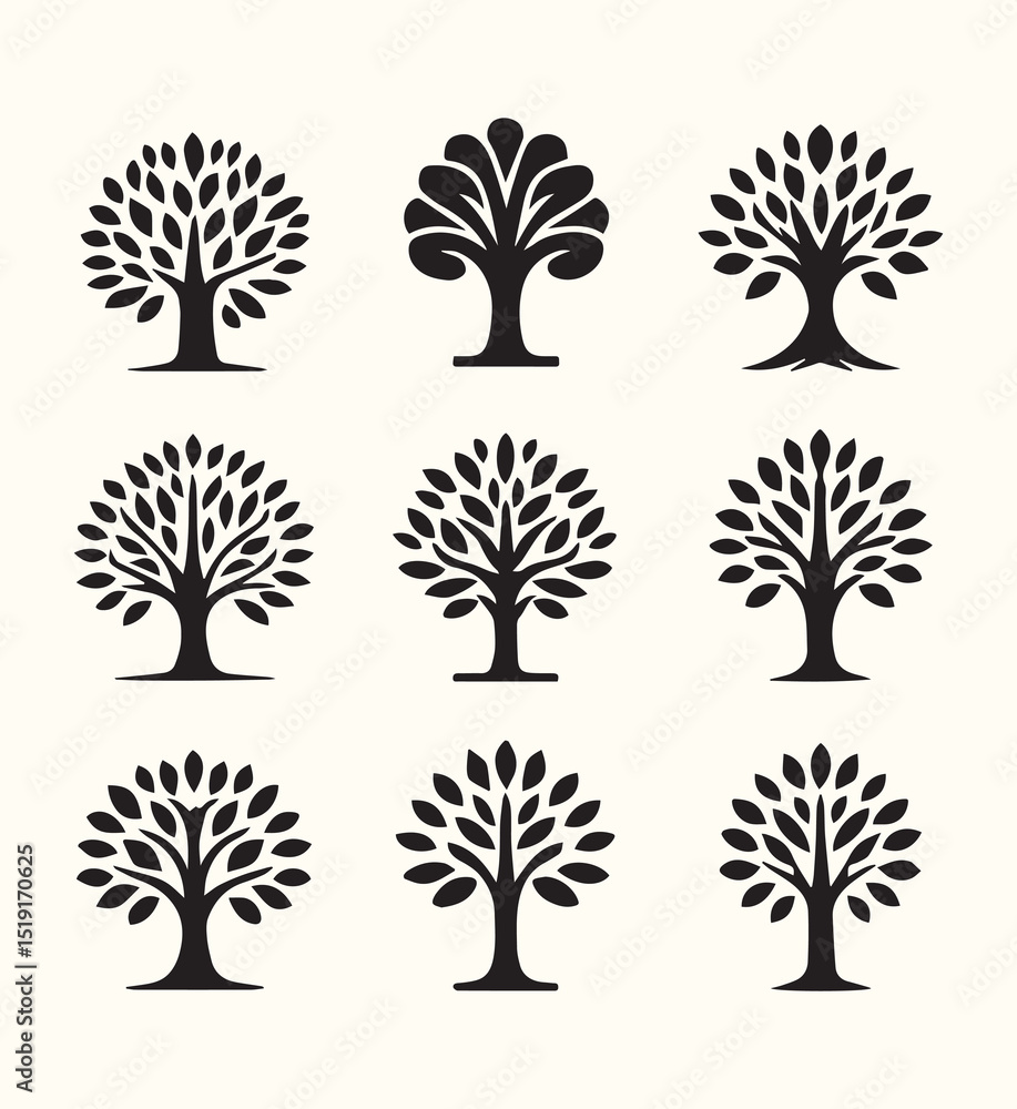 Fototapeta premium Tree icon set. Vector illustration
