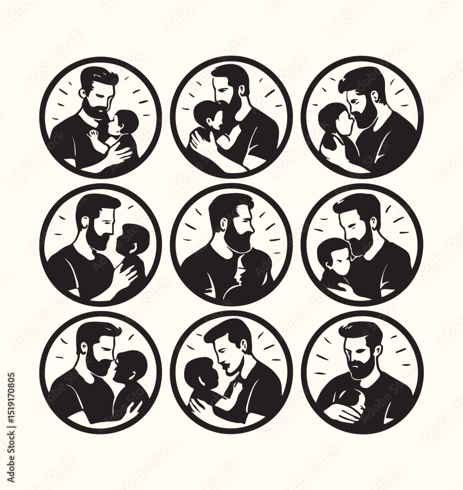 Father's and Child Vector Set icon Father's and Child Vector Set icon