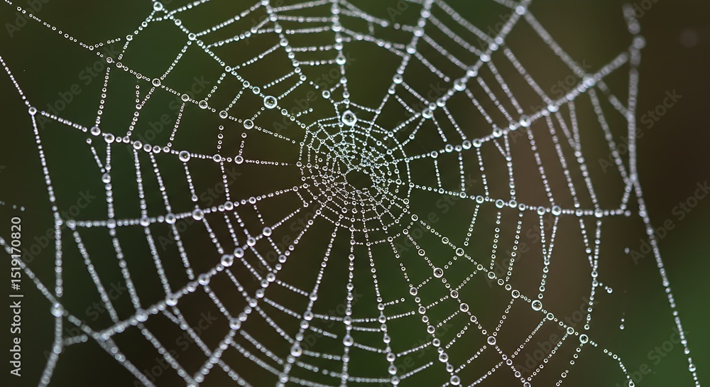 Obraz premium Spiderweb with Water Droplets