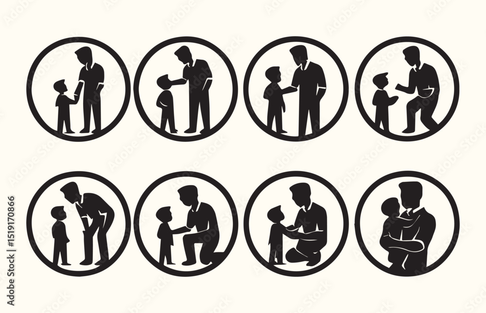 Father's and Child Vector Set icon Father's and Child Vector Set icon