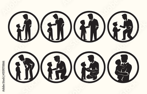 Father's and Child Vector Set icon