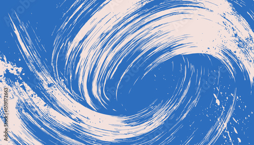 Abstract Blue and White Spiral Brush Stroke Design