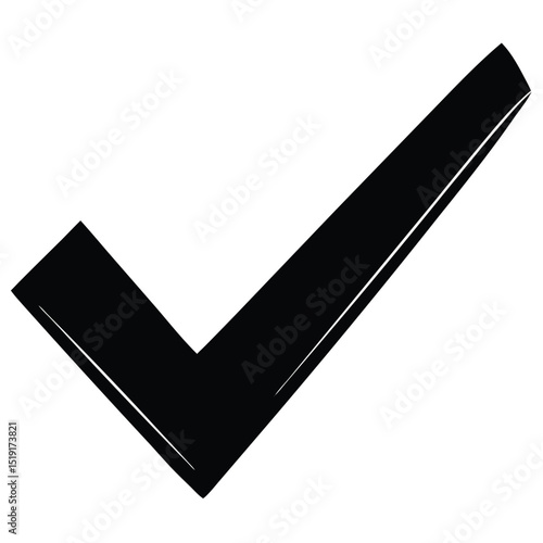 Black Check Mark Intersected by Diagonal Line