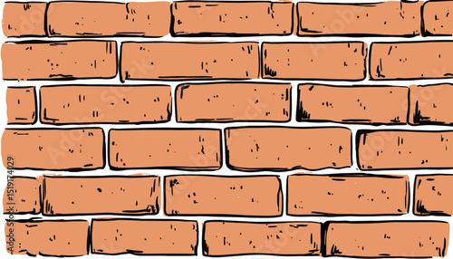 Classic Cartoon Orange Brick Wall Texture Seamless Pattern for Design Projects