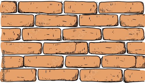Classic Cartoon Orange Brick Wall Illustration