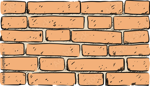 Classic Cartoon Orange Brick Wall Texture Seamless Pattern