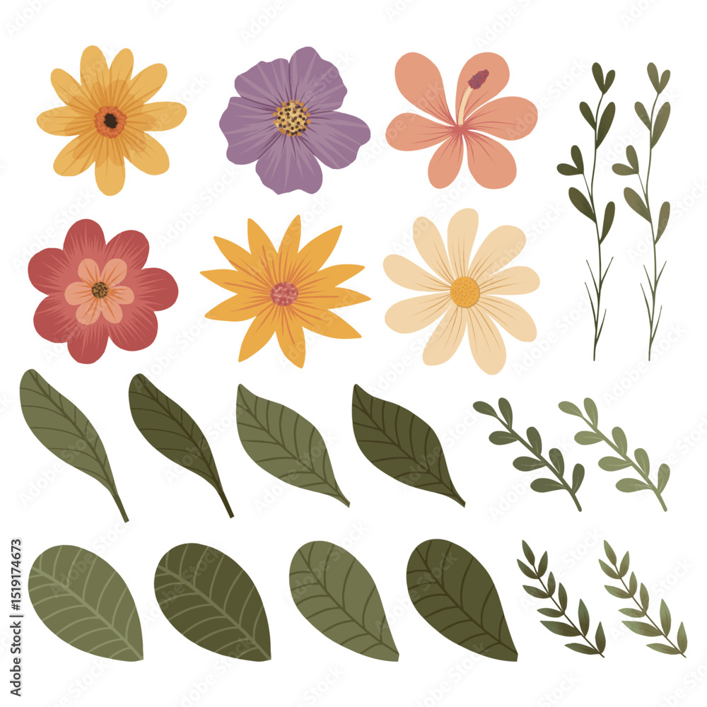 Fototapeta premium Wildflowers Element Vector