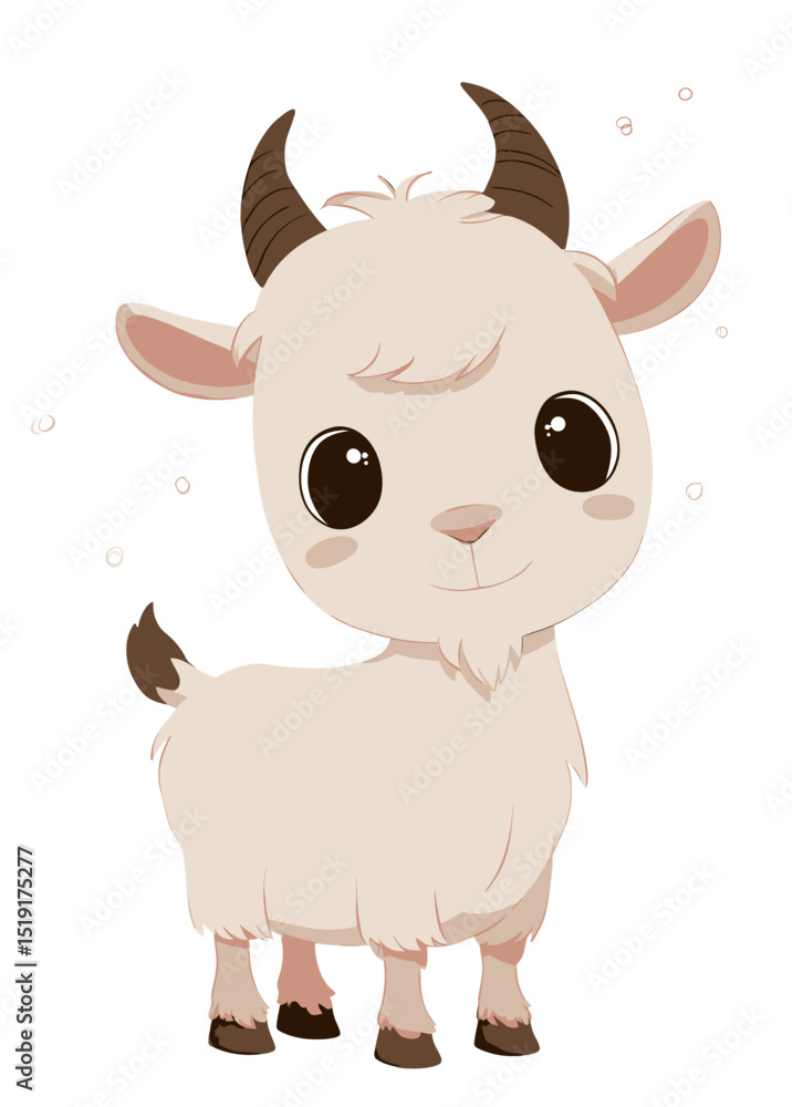 Obraz premium Adorable Cartoon Goat Illustration Cute Fluffy Goat Vector Graphic
