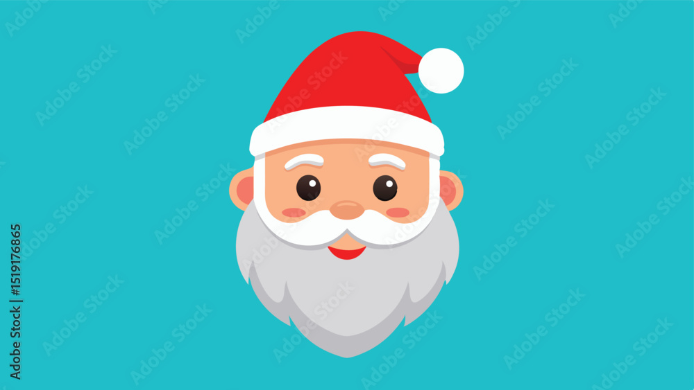 Cartoon Santa Claus Head with Red Hat on a Teal Background Cartoon Santa Claus Head with Red Hat on a Teal Background