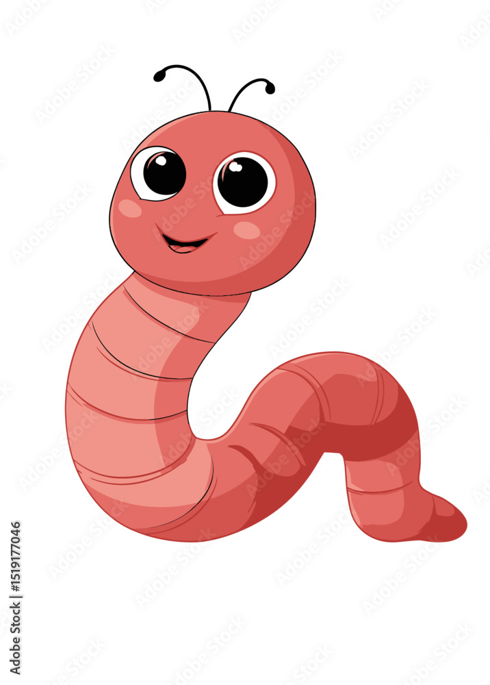 Fototapeta premium Adorable Cartoon Worm Illustration Perfect for Children's Books and Projects