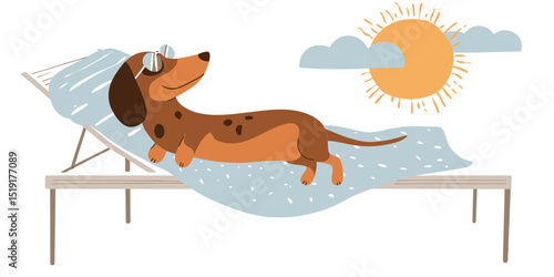 Dachshund Dog Relaxing on a Lounger in the Sun