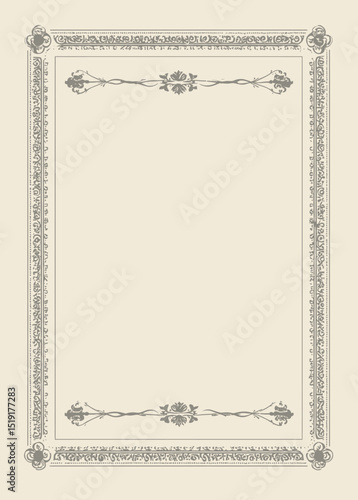 Elegant Decorative Frame Border Design Vintage Style Ornate Illustration
