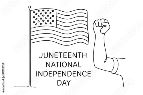 Juneteenth, National Independence Day one-line illustration for print or modern design