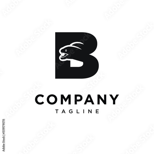 Letter B Moray Eel Logo Icon Vector