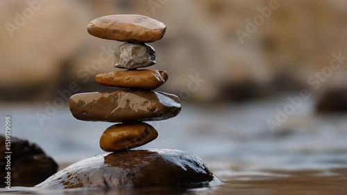 Wallpaper Mural Stack of Round Brown Stones in Water Creates a Balanced Composition Ideal for Peaceful and Meditative Concepts and Visual Harmony in Nature Photography Torontodigital.ca