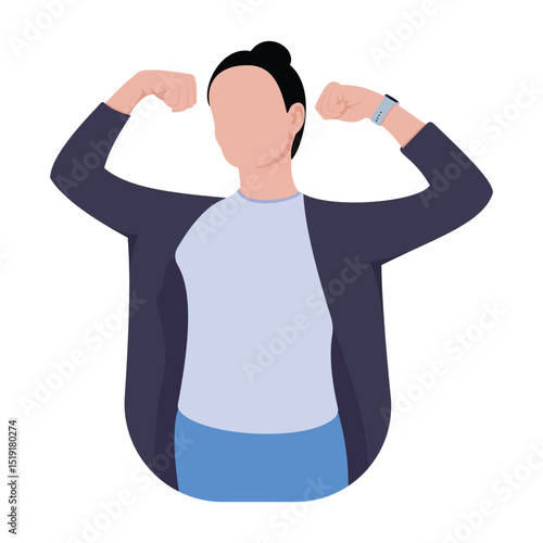 self confident teenage girl raising hands showing power feeling independent strong