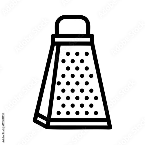 A simple outline illustration of a grater kitchen utensil for food preparation