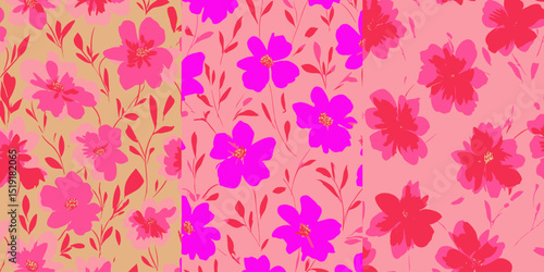 Vibrant Hand-Drawn Floral Background Seamless Pattern Designs