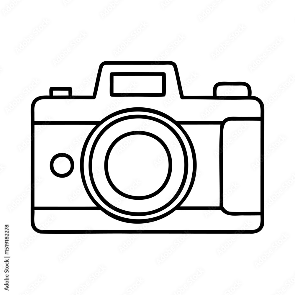 Simple outlined camera illustration ideal for photography websites and creative projects Simple outlined camera illustration ideal for photography websites and creative projects