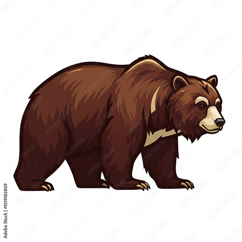 Cartoon Brown Bear Walking with Detailed Fur and Sharp Claws Cartoon Brown Bear Walking with Detailed Fur and Sharp Claws