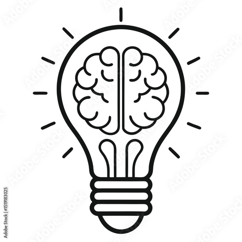 Brainstorming Idea Represented by a Light Bulb with a Brain Inside, Symbolizing Creativity and Innovation