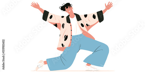 Joyful Dance A Happy Person's Energetic Movement Illustration