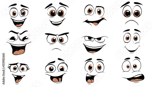 Cartoon Faces Expressions Collection of Funny and Expressive Illustrations