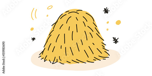 Colorful Haystack Icon Round, Rustic Farm Illustration