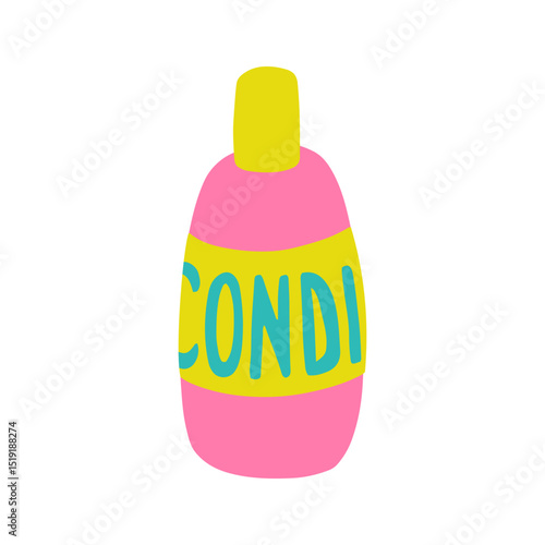 Hair conditioner icon. Cute bottle. Vector hand drawn illustration in cartoon style