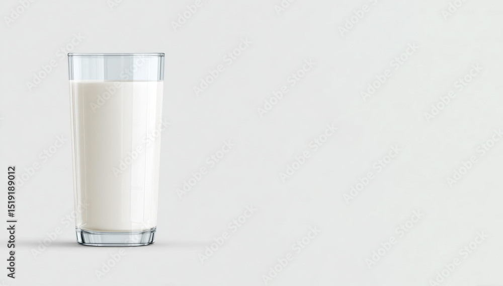 Crisp white surface supporting tall milk glass, emphasizing clean dairy presentation with pure, refreshing beverage highlighting nutritional value Crisp white surface supporting tall milk glass, emphasizing clean dairy presentation with pure, refreshing beverage highlighting nutritional value