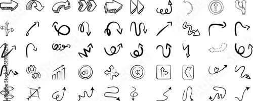 Hand drawn arrow icons set direction symbols collection