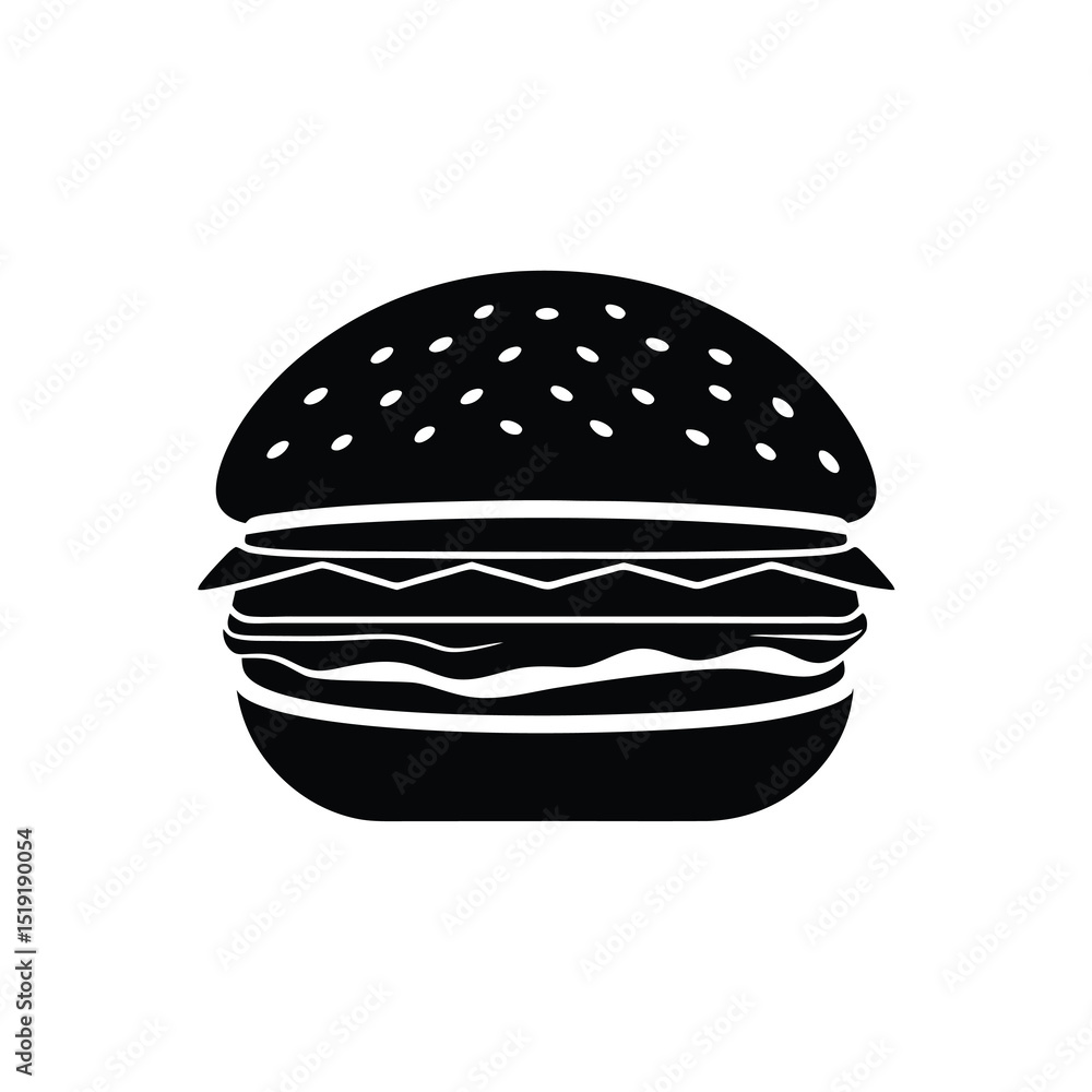 Fototapeta premium Burger Clean Vector Silhouette