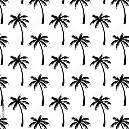 Vacaciones de verano. Siluetas de palmeras formando un patrón. Grupo de las palmas