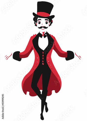 Vintage Circus Ringmaster Illustration  Elegant Showman Character Design