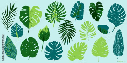 Tropical Leaf Clipart Collection of Lush Green Foliage Illustrations