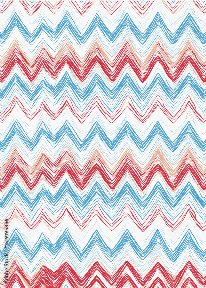 Abstract Zigzag Wave Pattern in Red, Blue, and Pink Hues Abstract Zigzag Wave Pattern in Red, Blue, and Pink Hues
