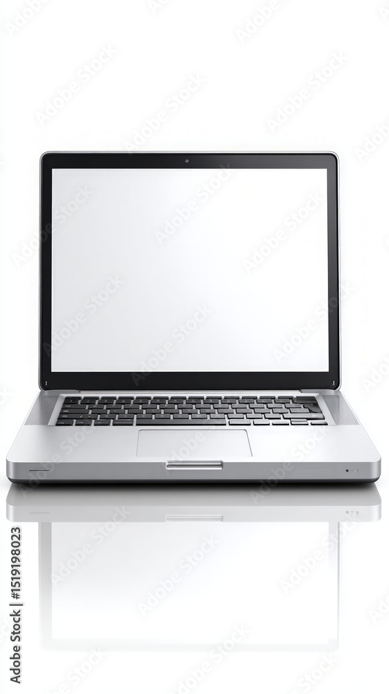 Fototapeta premium Silver Laptop With Blank White Screen