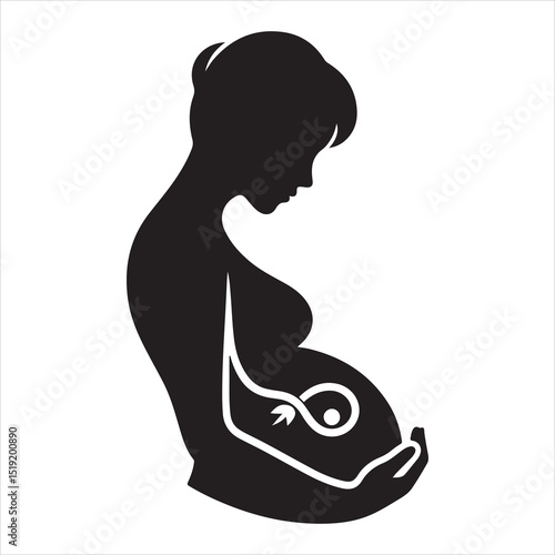 Mother-to-be Silhouette - Gentle Care for Pregnancy , black colour vactor 