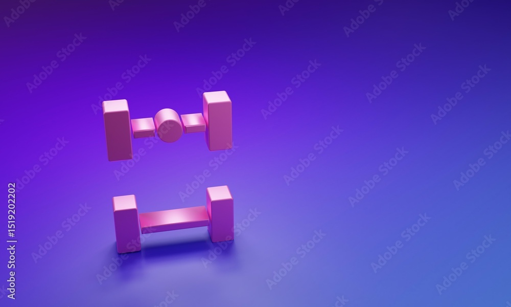 Fototapeta premium Pink Chassis car icon isolated on purple-blue background. Minimalism concept. 3D render illustration