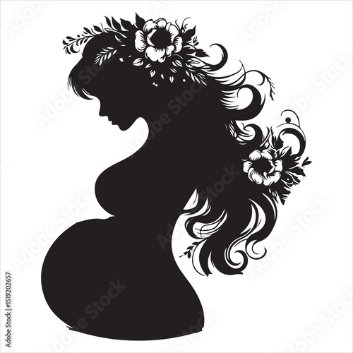 Mother-to-be Silhouette - Gentle Care for Pregnancy , black colour vactor 